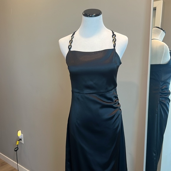 Sexy Zara black satin midi dress.  Never worn! - Picture 2 of 7